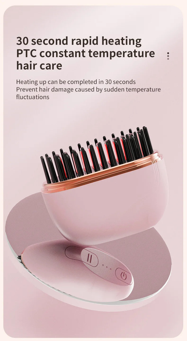 2025 New Mini Straightener Rechargeable Portable Hair Straightener Brush Anti-Scald Shell Cordless USB Charging Straighteners