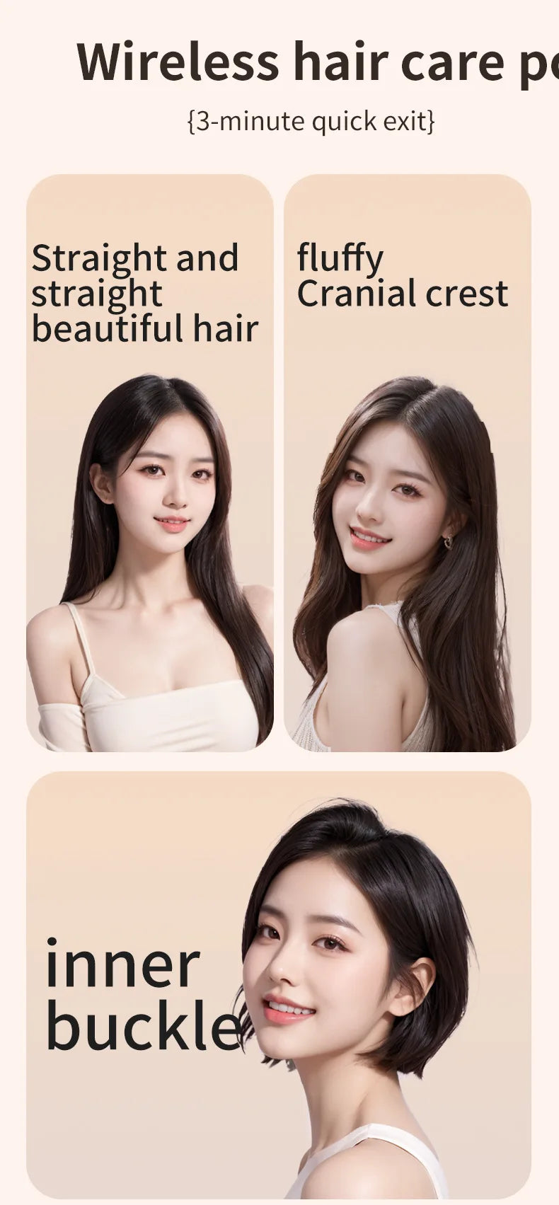 2025 New Mini Straightener Rechargeable Portable Hair Straightener Brush Anti-Scald Shell Cordless USB Charging Straighteners